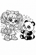 Free Mimi Panda Party Coloring Page