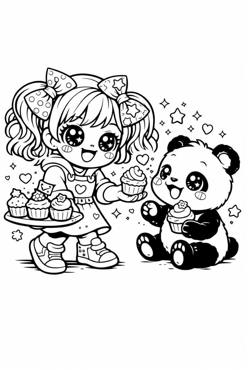 Free Mimi Panda Party Coloring Page