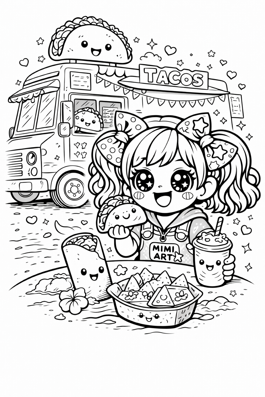 Free Mimi Taco Truck Coloring Page