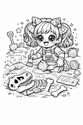 Free Mimi Dino Dig Coloring Page