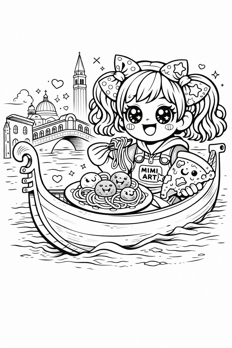 Free Mimi Spaghetti Boat Ride Coloring Page